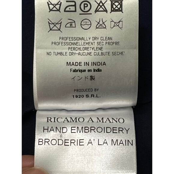 Aquilano Rimondi Navy Silk Ruffle Sheer Blouse IT 44 US 8 Handmade Detail - Picture 9 of 9